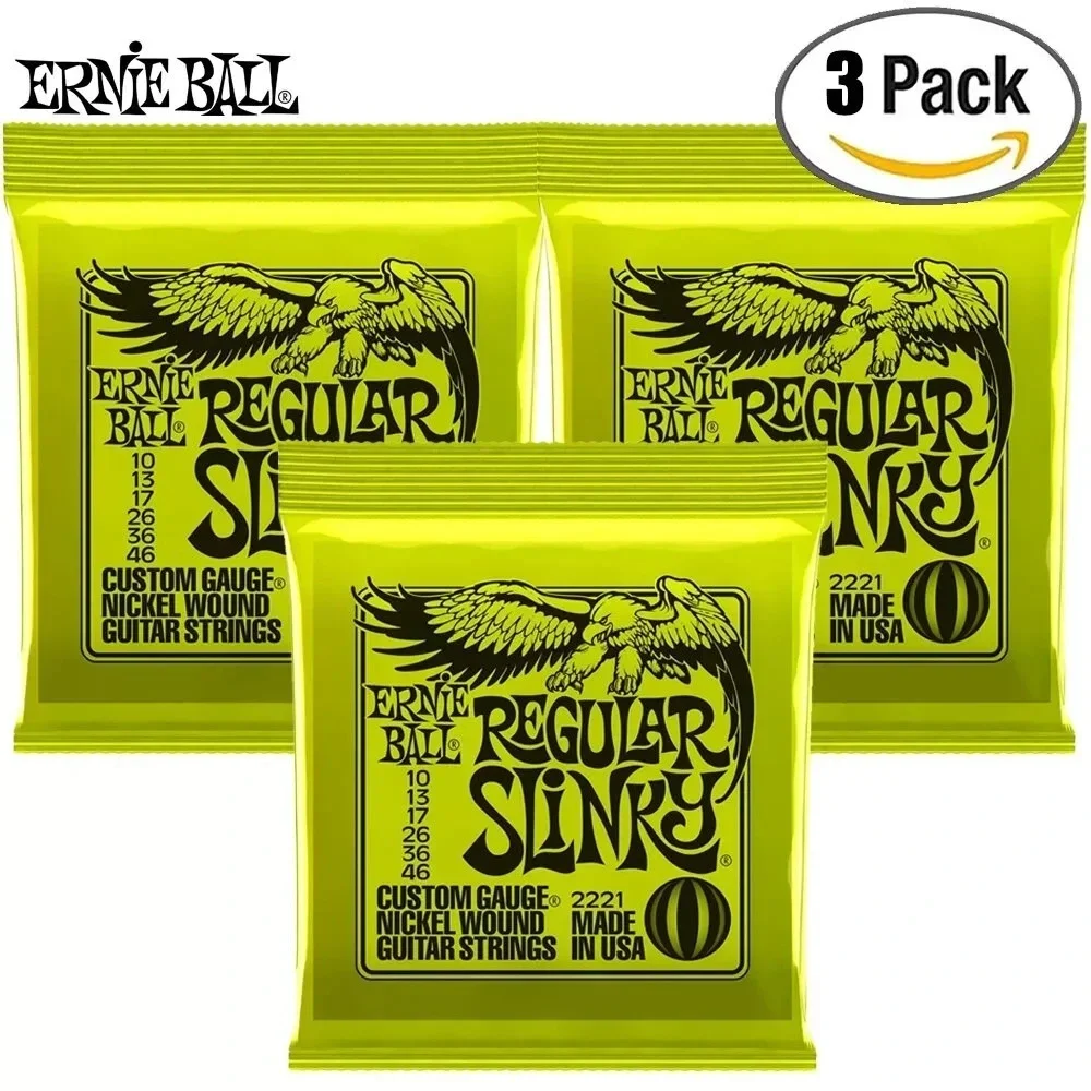 Ernie Ball 2221 Regular Slinky Nickel Wound Electric Guitar Strings 10-46 3-Pack